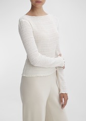 Vince Smocked Long-Sleeve Cotton Top