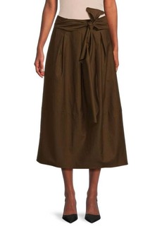 Vince Solid Wool Blend Midi Skirt