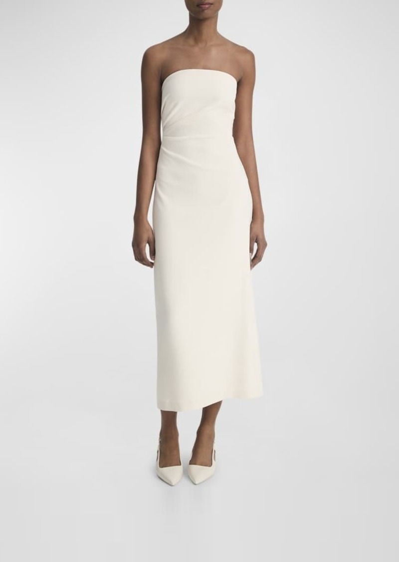 Vince Strapless Draped Midi Dress