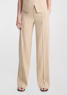 Vince Stretch Linen High-Waist Pintuck Wide-Leg Pants