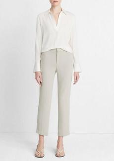 Vince Stretch-Silk Long-Sleeve Polo Blouse