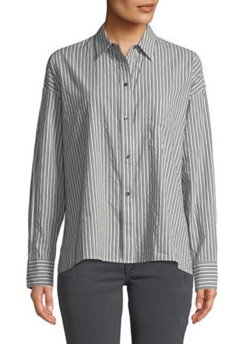 Vince Striped Boxy Button-Front Shirt