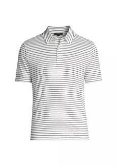 Vince Striped Linen Polo Shirt