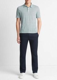 Vince Striped Linen Short-Sleeve Polo Shirt
