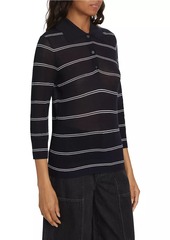 Vince Striped Pique Cotton Polo Tee