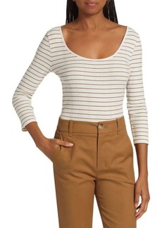 Vince Striped Rib Knit Pullover Top