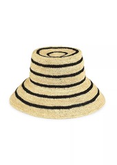 Vince Striped Straw Bucket Hat