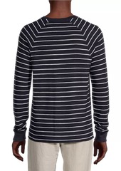 Vince Striped Waffle-Knit Cotton Sweatshirt