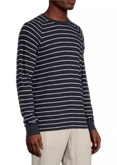 Vince Striped Waffle-Knit Cotton Sweatshirt
