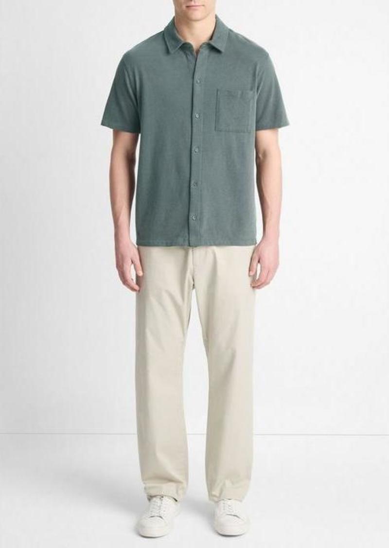 Vince Sueded Cotton Jersey Button-Front Shirt