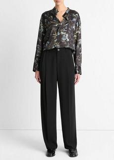 Vince Thistle Silk Draped-Collar Blouse