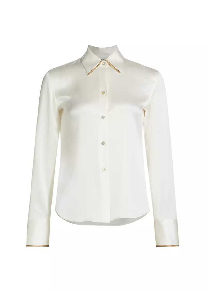 Vince Tipped Satin Silk Shirt