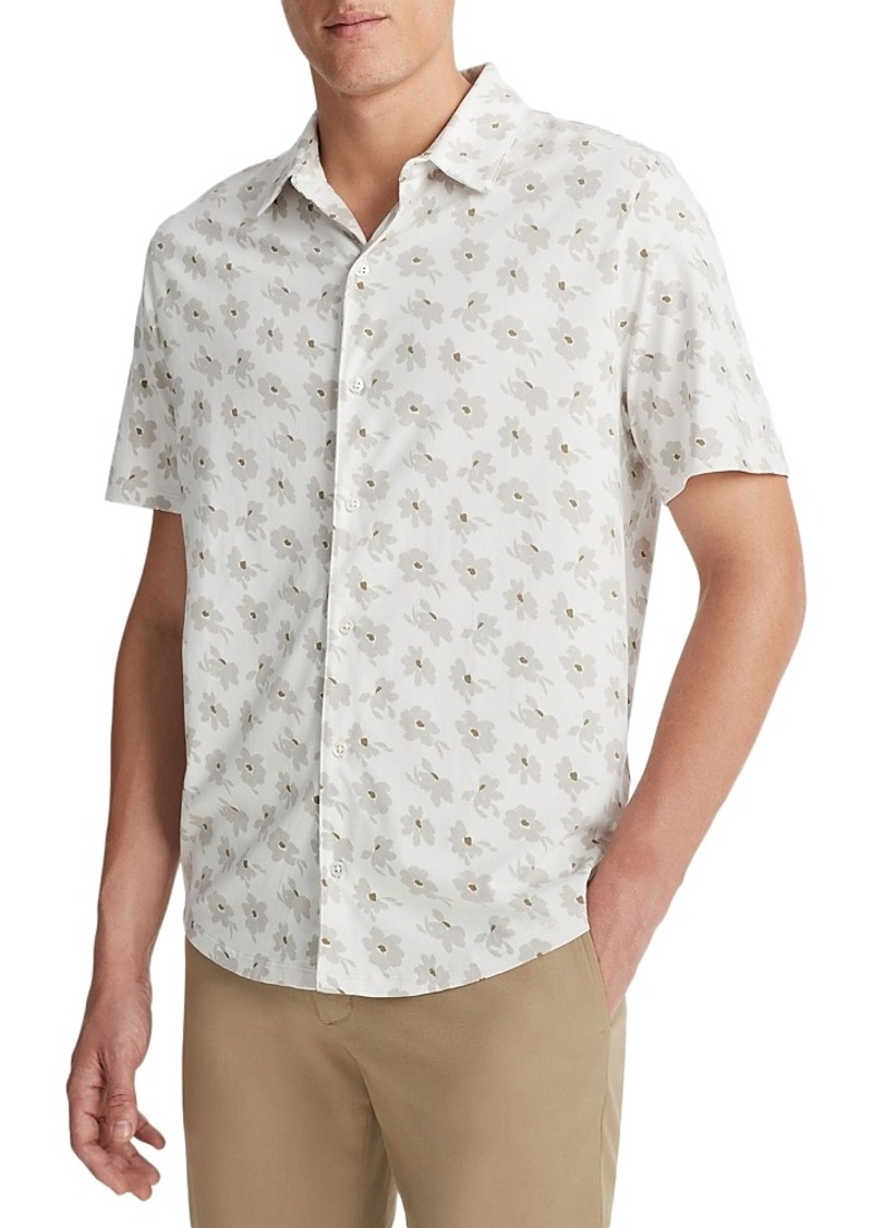 Vince Abstract Daisies Pima Cotton Regular Fit Button Down Shirt
