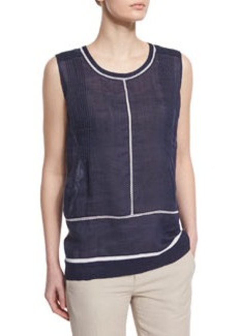 Vince Lace-Insert Sleeveless Top
