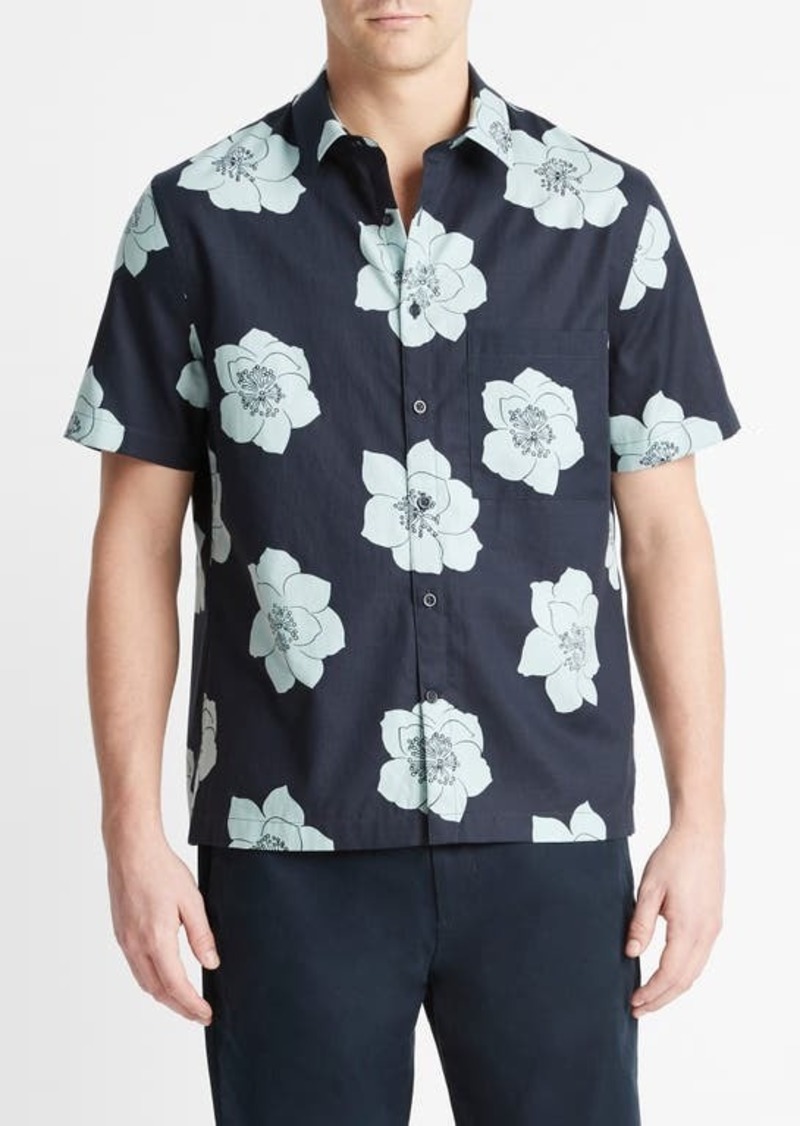 Vince Apple Blossom Short Sleeve Button-Up Shirt