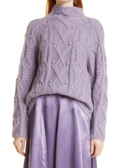 Vince Aran Ranglan Mock Neck Sweater in White Lilac at Nordstrom