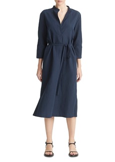 Vince Band Collar Belted Midi Dress