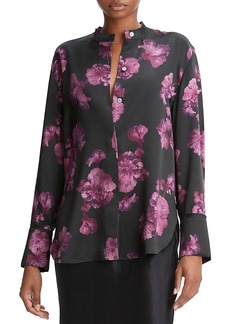 Vince Begonia Floral Silk Banded Collar Shirt