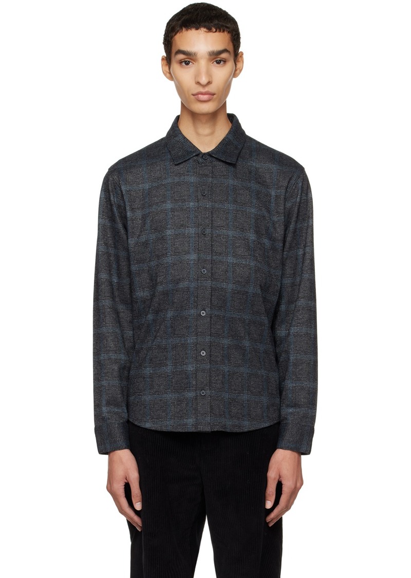 Vince Black Plaid Jacquard Shirt