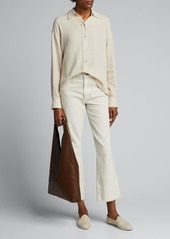 Vince Boxy Long-Sleeve Button-Down Top