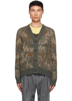 Vince Brown Abstract Floral Cardigan