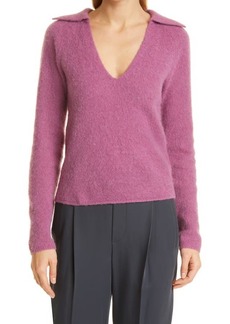 Vince Brushed Alpaca & Merino Wool Blend Polo Sweater in Hollyhock at Nordstrom