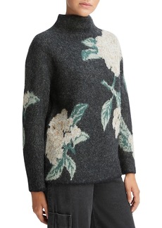 Vince Brushed Floral Knit Pullover Sweater