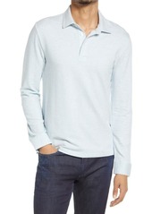 Vince Brushed Long Sleeve Polo in H Arctic/Off White at Nordstrom