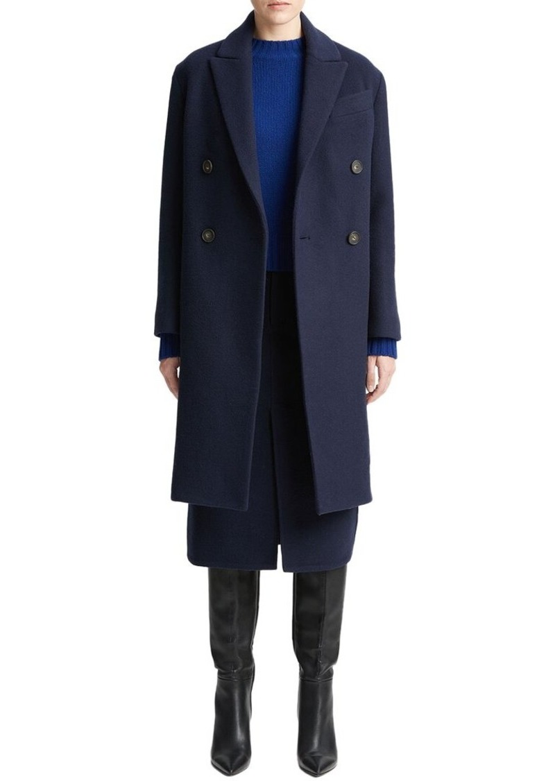 Vince Brushed Wool-Blend Double Breasted Coat