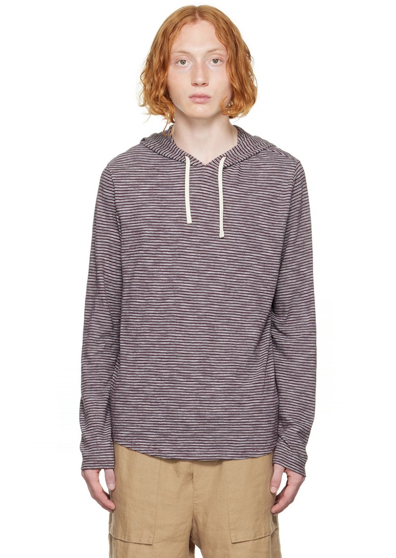 Vince Burgundy Stripe Popover Hoodie