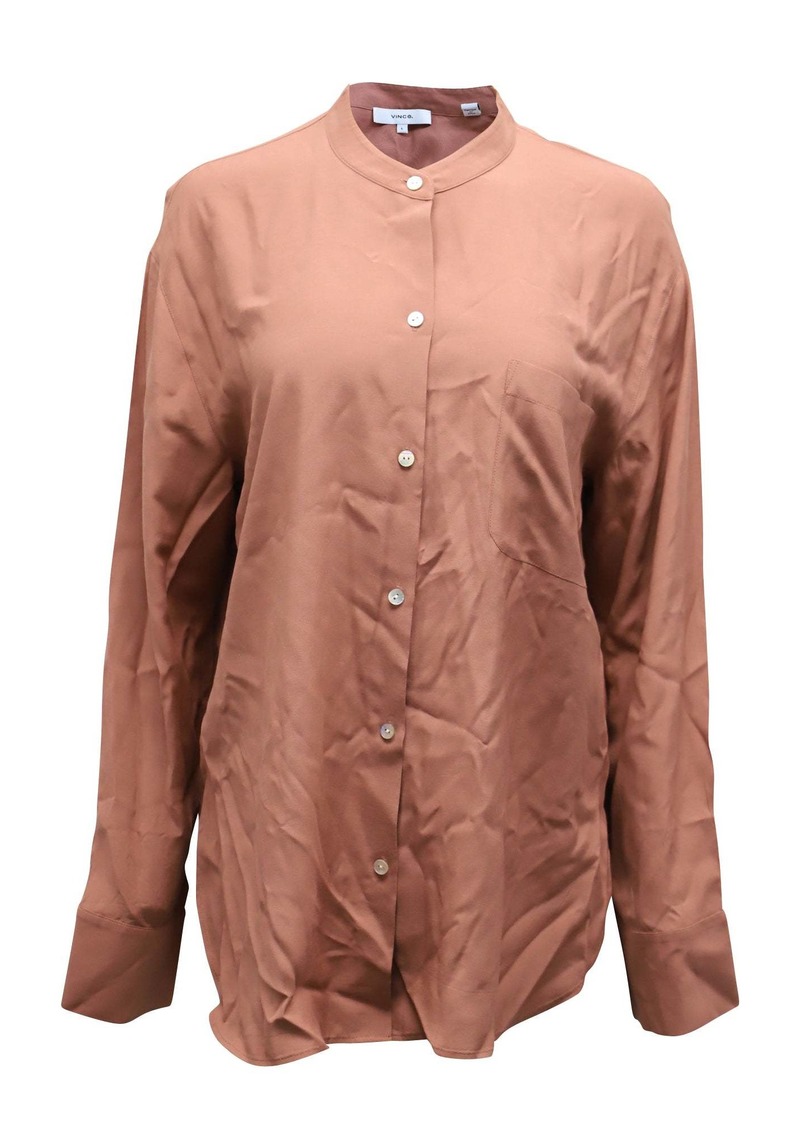 Vince Button Down Blouse in Pink Rose Viscose