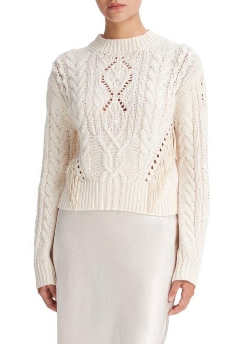 Vince Cable Fringe Accent Wool & Cashmere Sweater