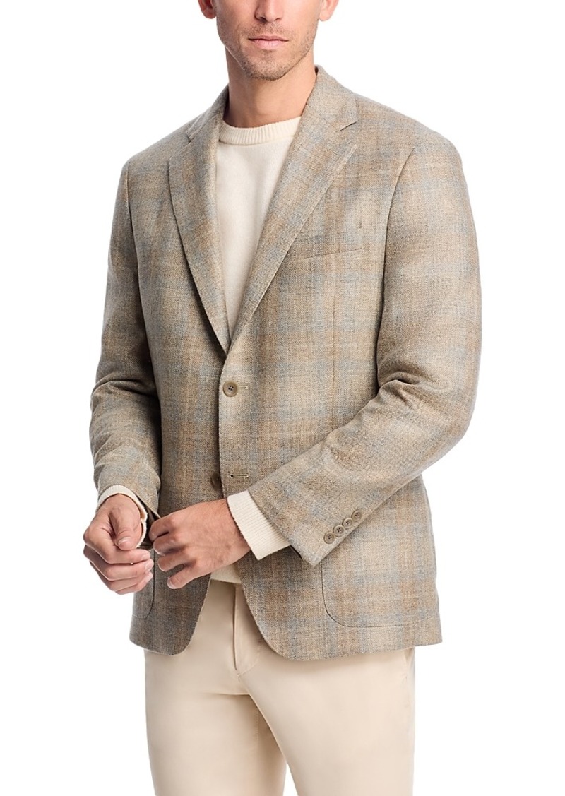 Vince Cashmere Plaid Unstructured Slim Fit Sport Coat