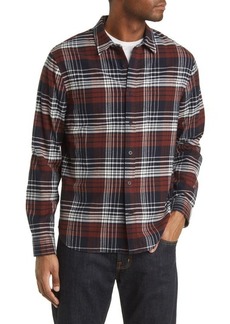 Vince Cedarwood Cotton Flannel Button-Up Shirt in Coastal/Acorn at Nordstrom