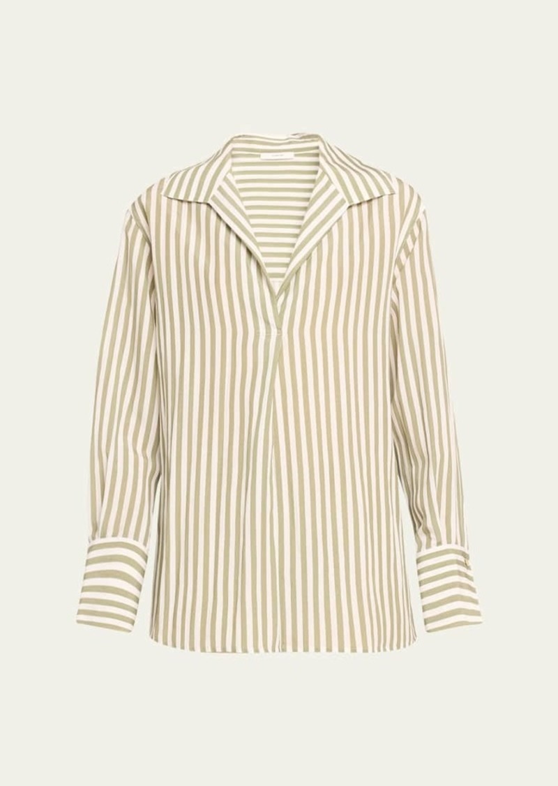 Vince Coast Stripe Shaped-Collar Pullover Shirt