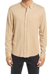 Vince Cotton & Cashmere Twill Long Sleeve Button-Down Shirt in H New Camel/H White at Nordstrom