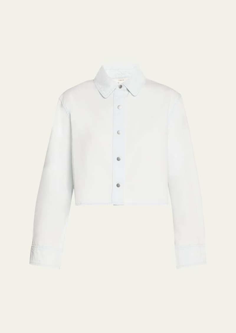 Vince Cotton Twill Cropped Snap-Front Shirt
