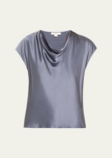 Vince Cowl-Neck Cap-Sleeve Satin Blouse