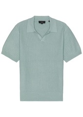 Vince Crafted Rib Short Sleeve Johnny Collar Polo
