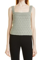 Vince Crochet Wool & Cashmere Camisole in Artichoke at Nordstrom