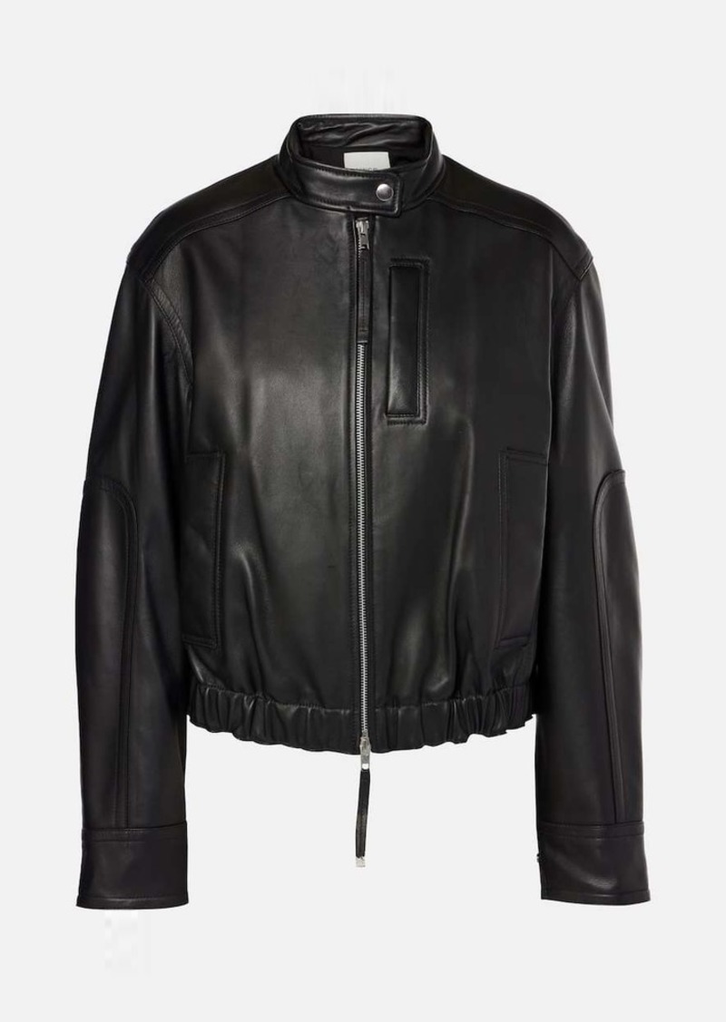 Vince Cropped leather bomber jacket