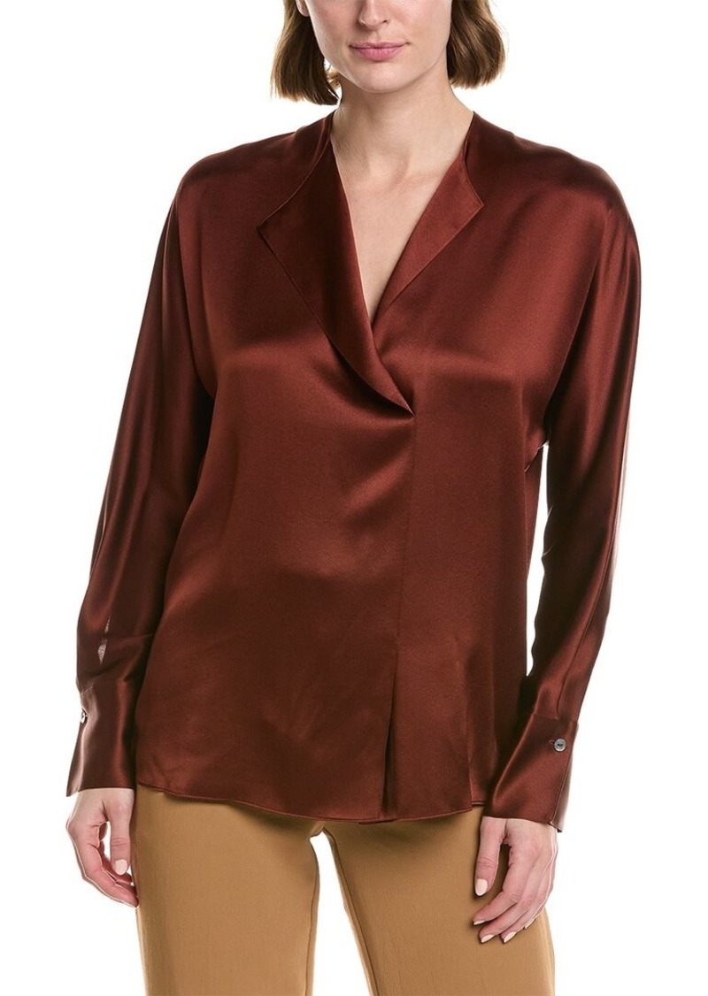 Vince Dolman Sleeve Draped Silk Blouse