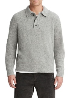 Vince Donegal Tweed Cashmere Polo Sweater