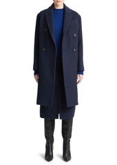 Vince Double Breasted Brushed Wool Blend Coat