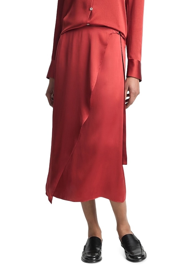 Vince Draped Wrap Midi Skirt