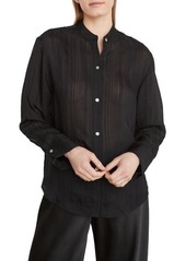 Vince Drapey Stripe Band Collar Button-Up Shirt