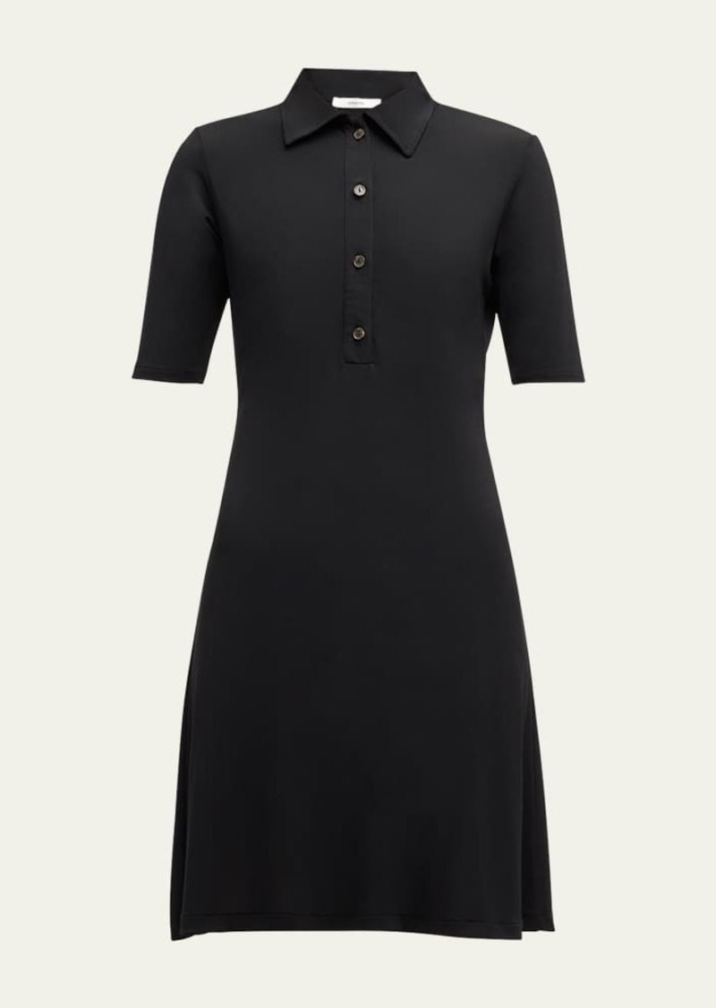 Vince Elbow-Sleeve Mini Polo Dress