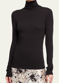 Vince Essential Long-Sleeve Cotton Turtleneck Top