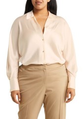 Vince Fitted Silk Button-Up Blouse