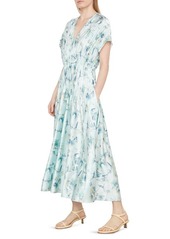 Vince Floral Crushed Satin Dress